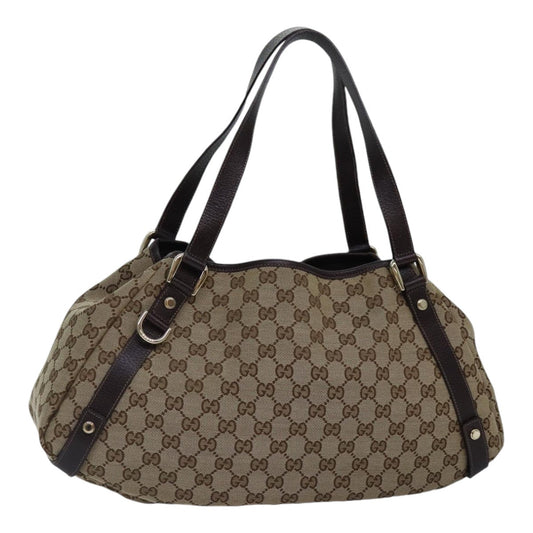 GUCCI GG Canvas Tote Bag Gold Beige 130736 Auth ki4869