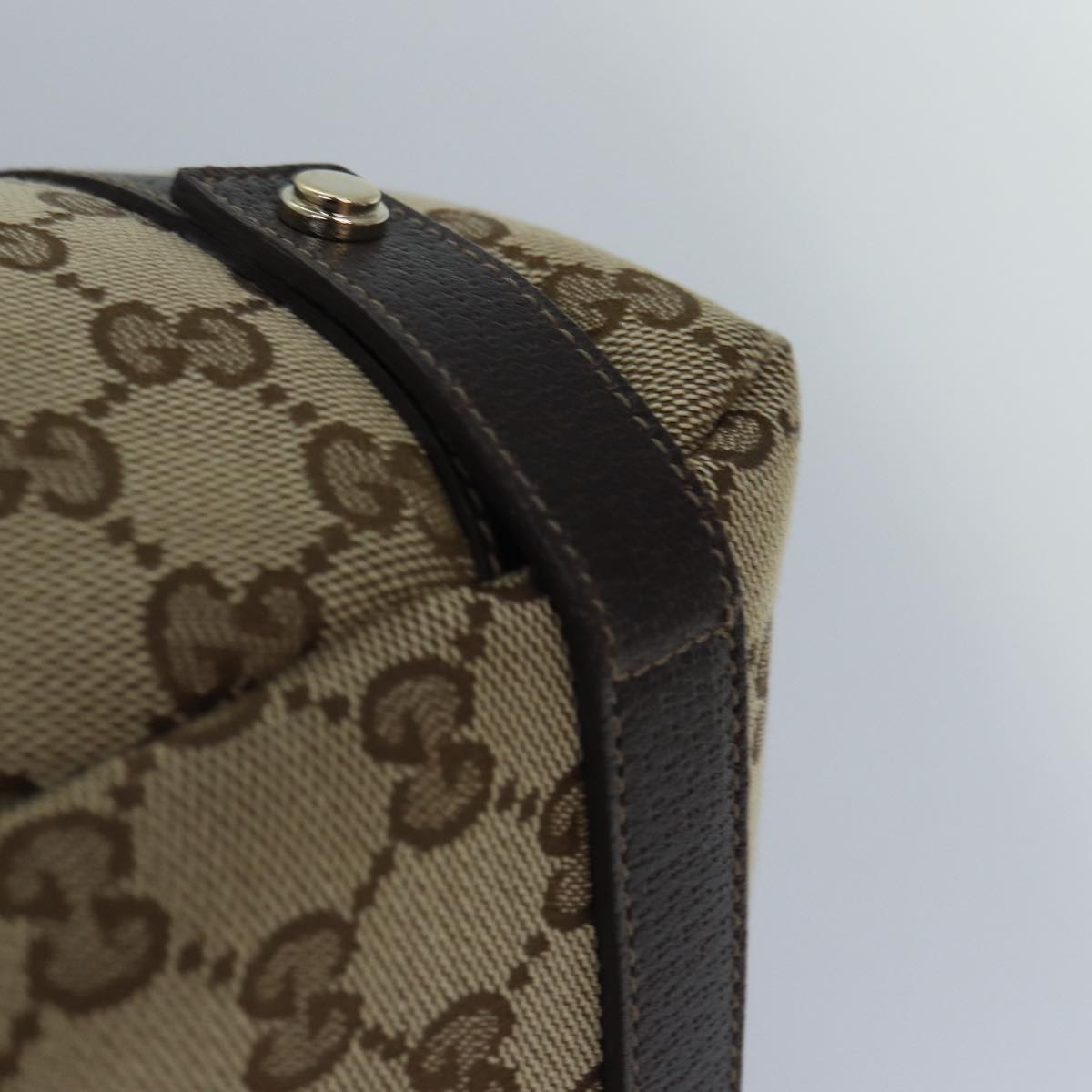 GUCCI GG Canvas Tote Bag Gold Beige 130736 Auth ki4869