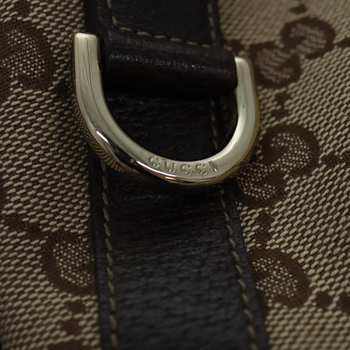 GUCCI GG Canvas Tote Bag Gold Beige 130736 Auth ki4869