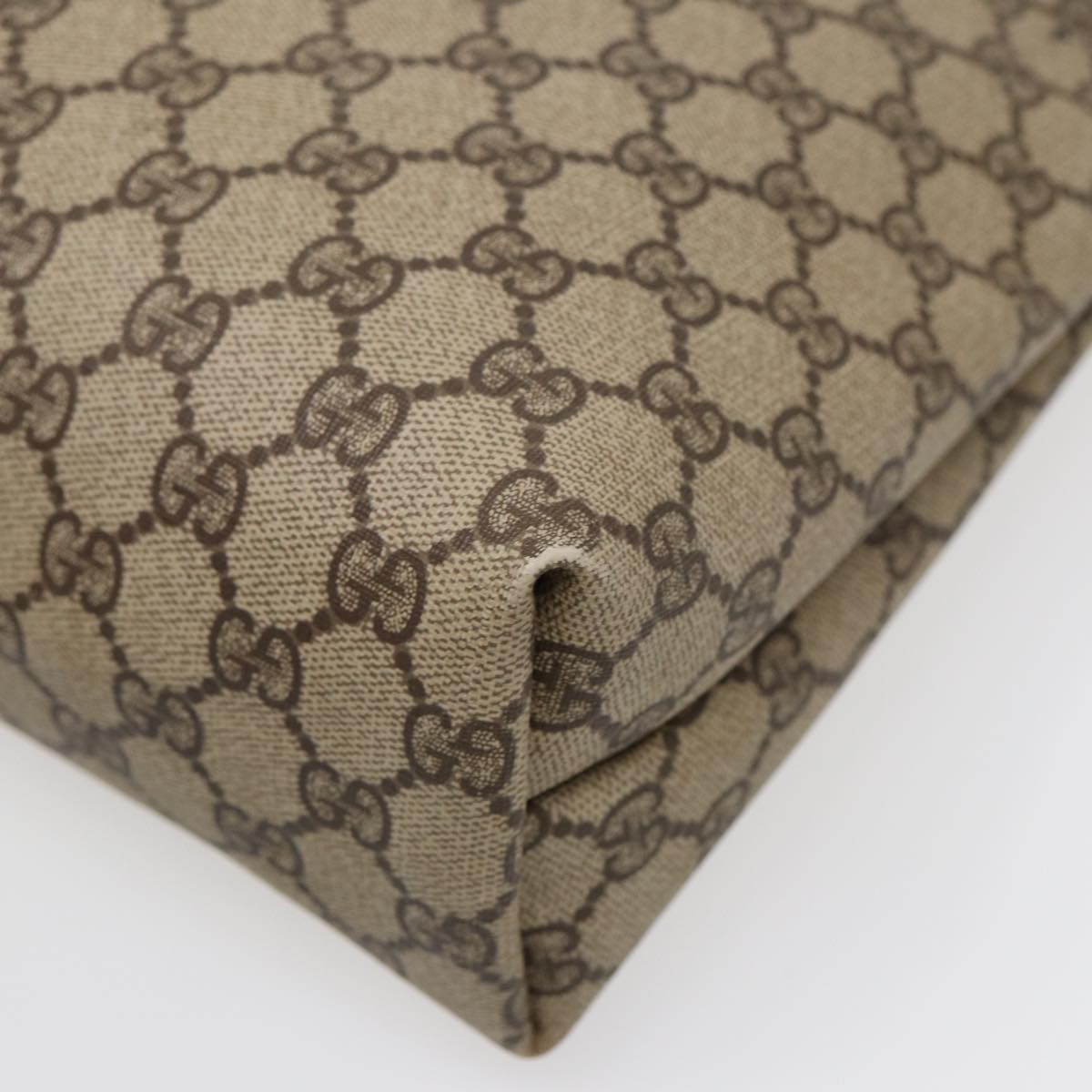 GUCCI GG Supreme Tote Bag PVC Beige Gold 002 615 6130 Auth ki4890