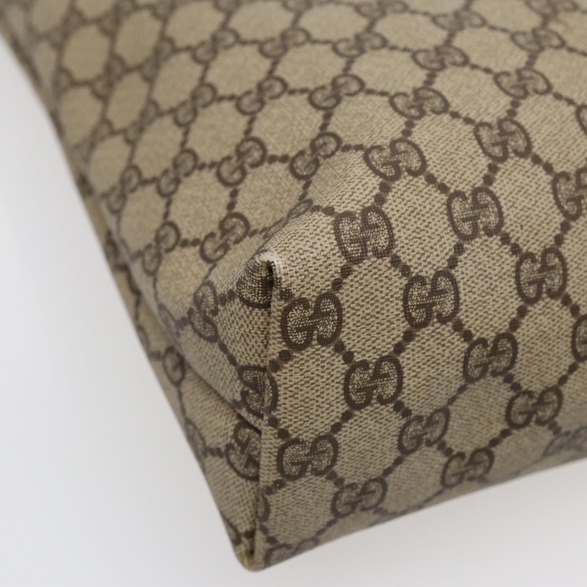 GUCCI GG Supreme Tote Bag PVC Beige Gold 002 615 6130 Auth ki4890