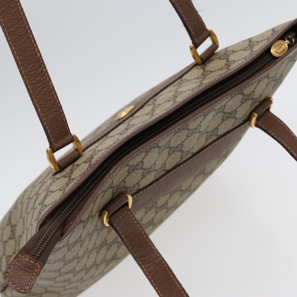 GUCCI GG Supreme Tote Bag PVC Beige Gold 002 615 6130 Auth ki4890