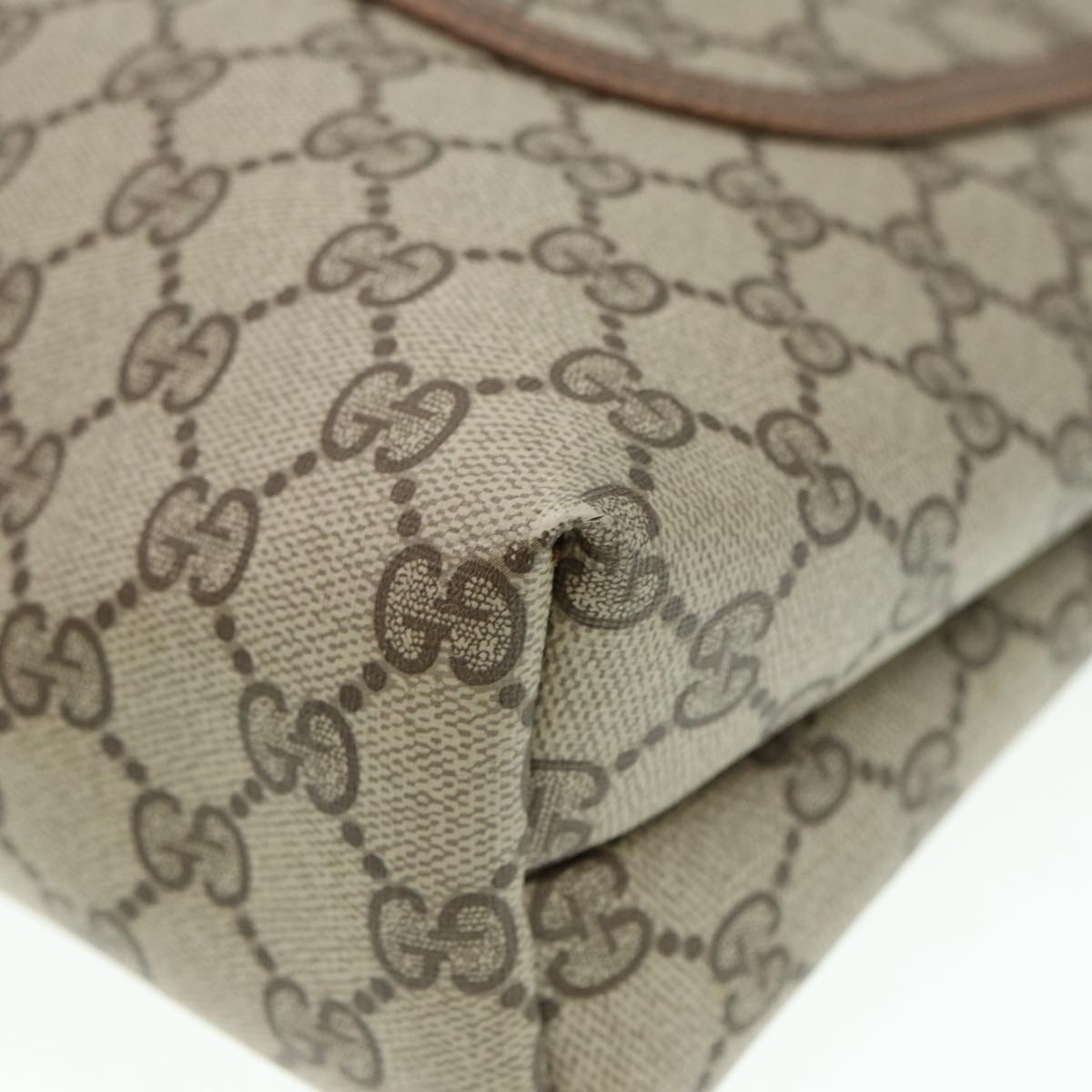 GUCCI GG Canvas Web Sherry Line Tote Bag PVC Leather Beige Green Red Auth kk301