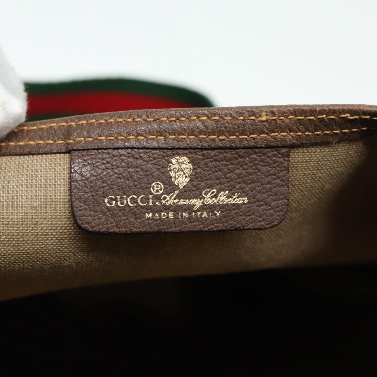 GUCCI GG Canvas Web Sherry Line Tote Bag PVC Leather Beige Green Red Auth kk301