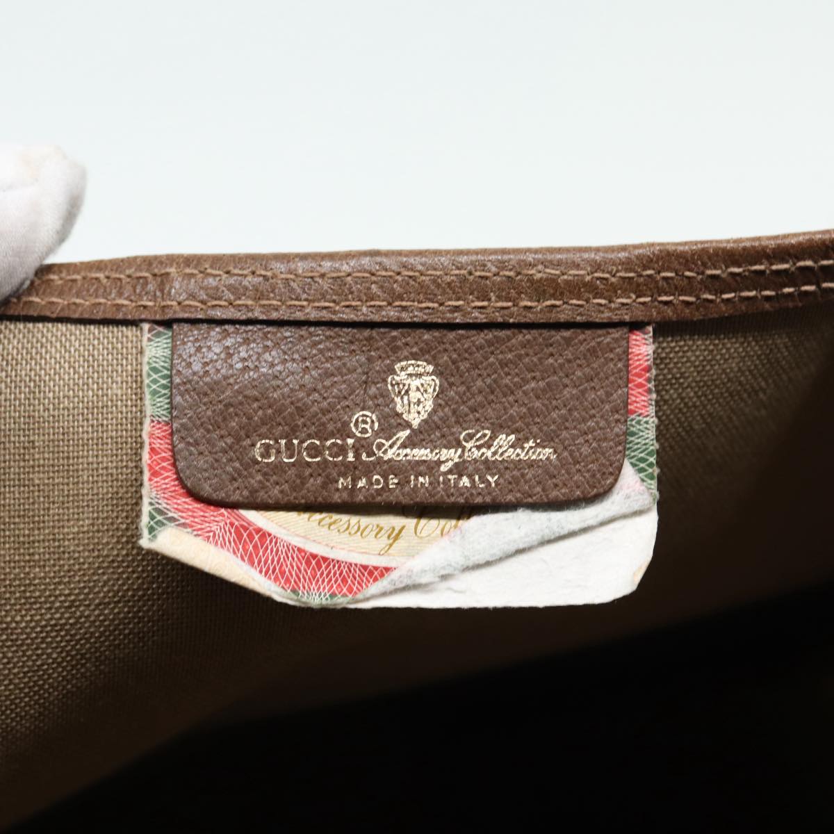 GUCCI GG Canvas Web Sherry Line Tote Bag PVC Leather Beige Green Red Auth kk302