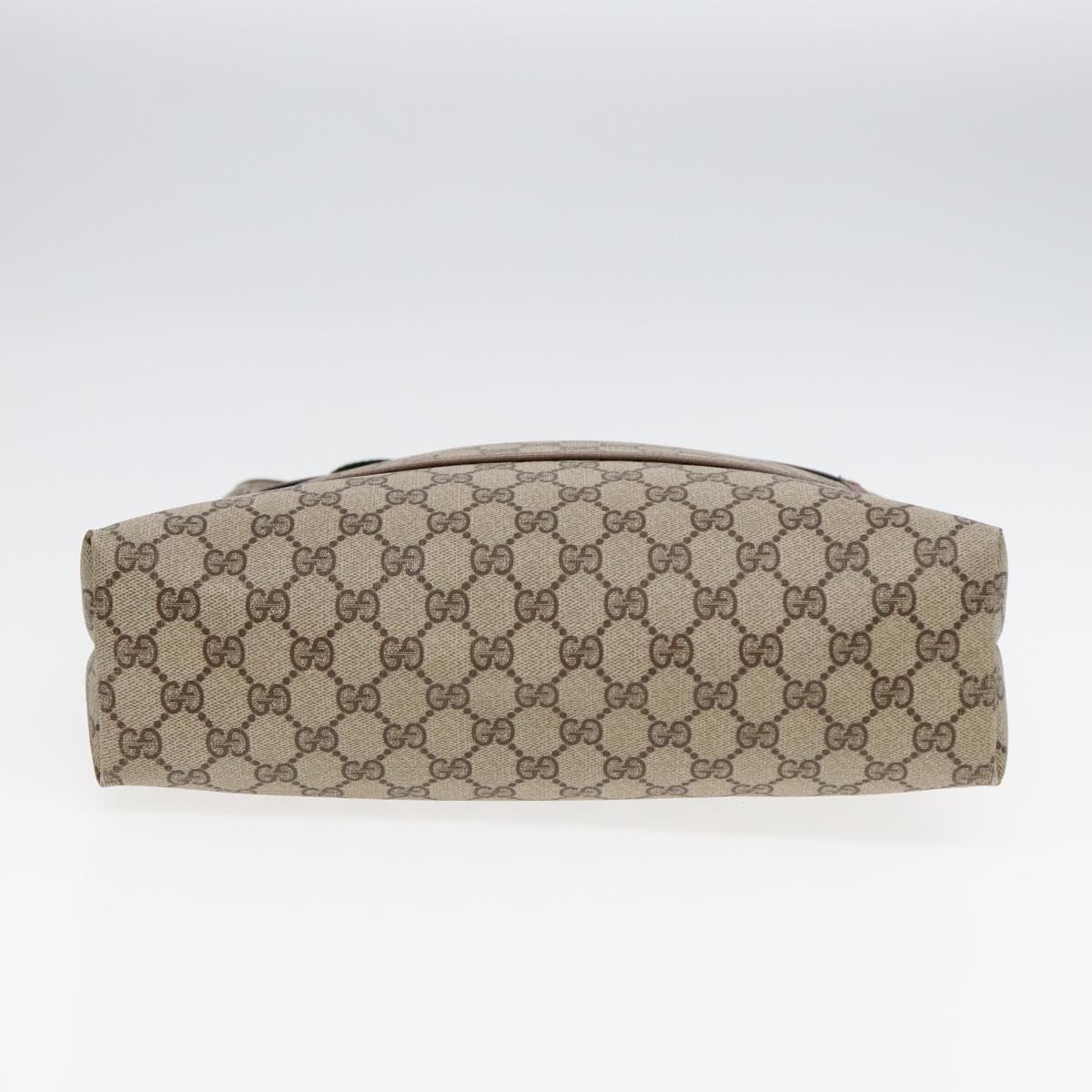 GUCCI GG Canvas Web Sherry Line Tote Bag PVC Leather Beige Green Red Auth kk303