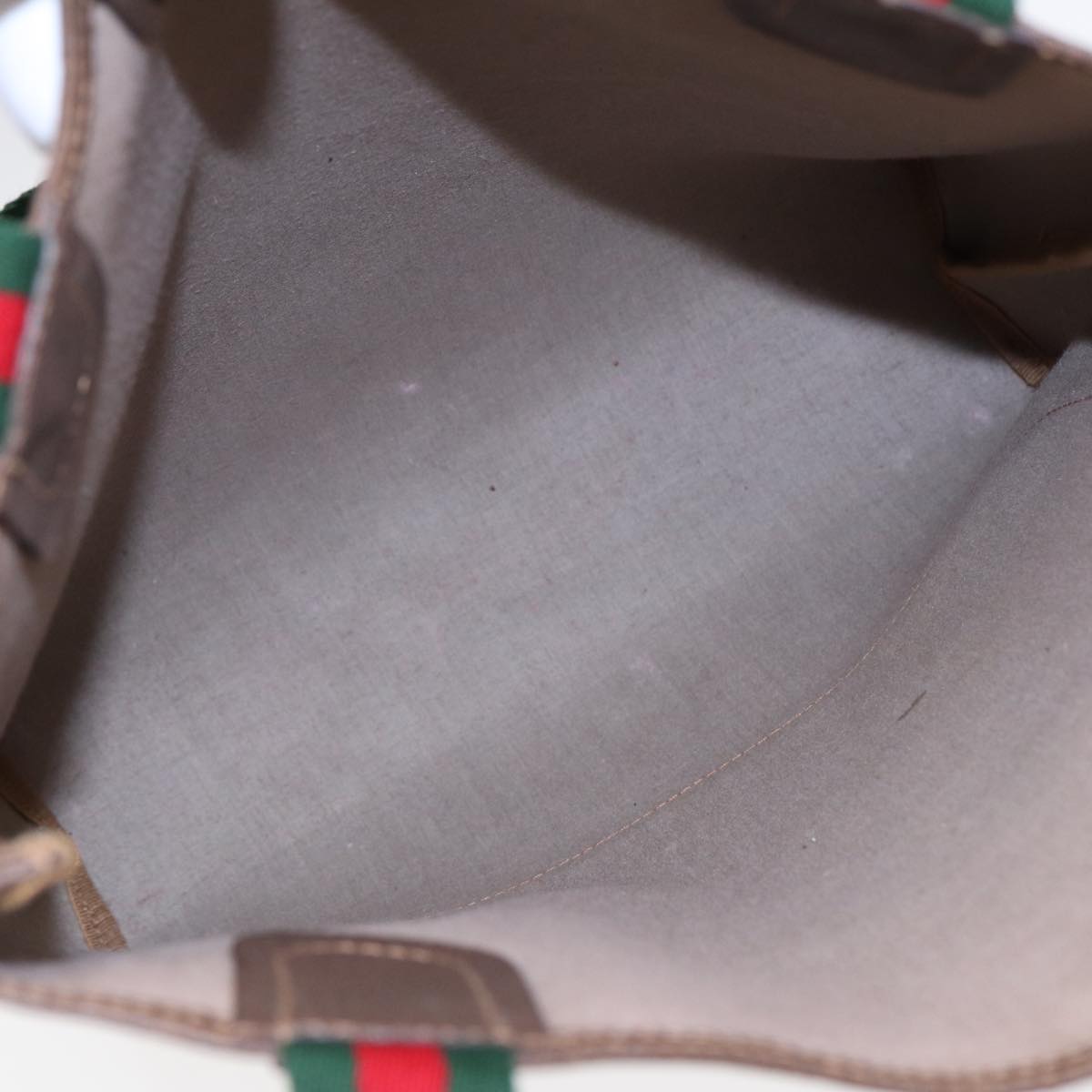 GUCCI GG Canvas Web Sherry Line Tote Bag PVC Leather Beige Green Red Auth kk306