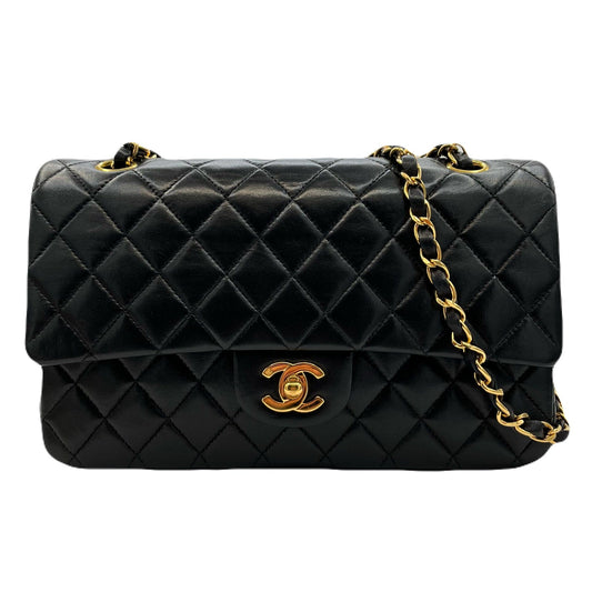 CHANEL VINTAGE CLASSIC FLAP MEDIUM CHAIN SHOULDER BAG BLACK LAMB SKIN 90219630
