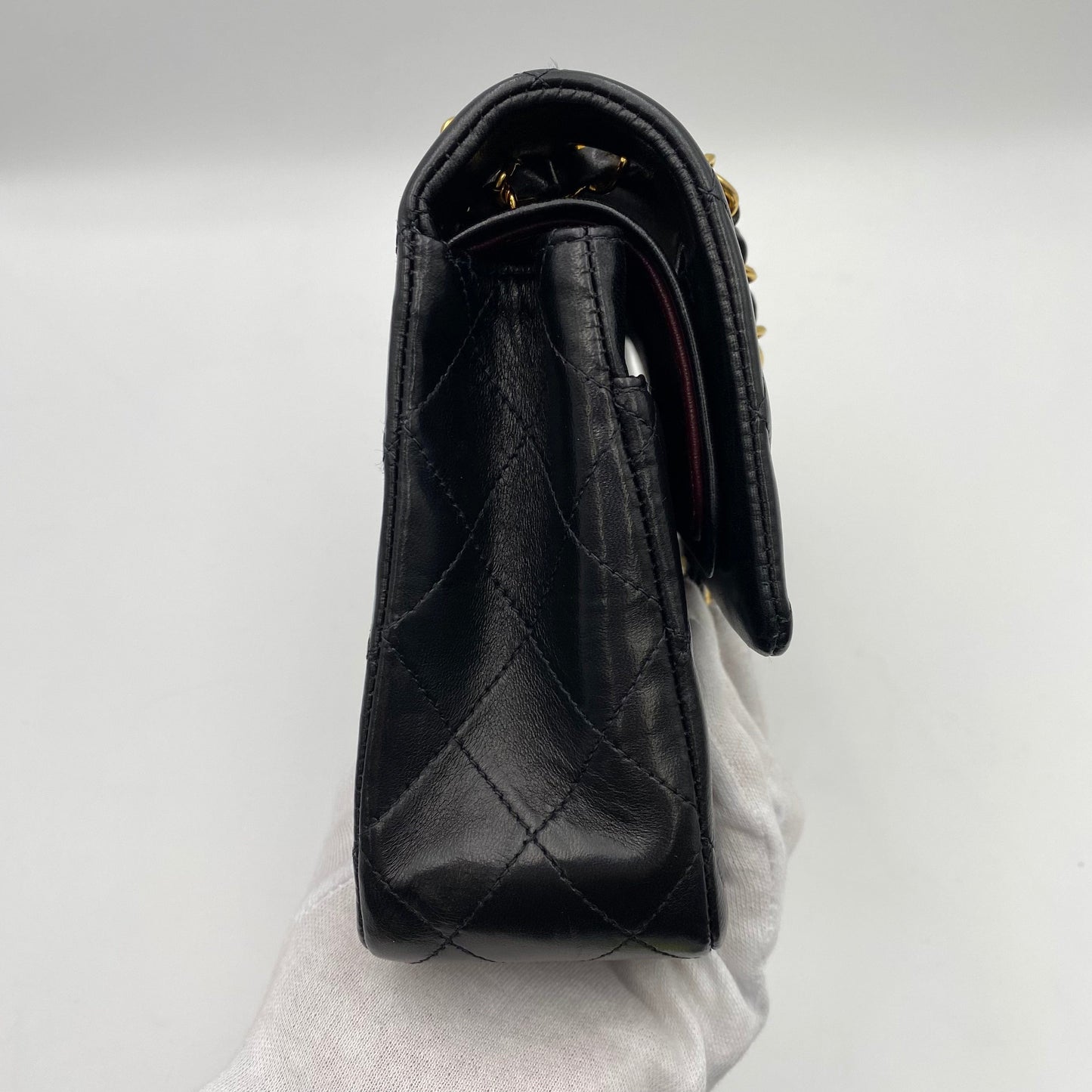 CHANEL VINTAGE CLASSIC FLAP MEDIUM CHAIN SHOULDER BAG BLACK LAMB SKIN 90219630