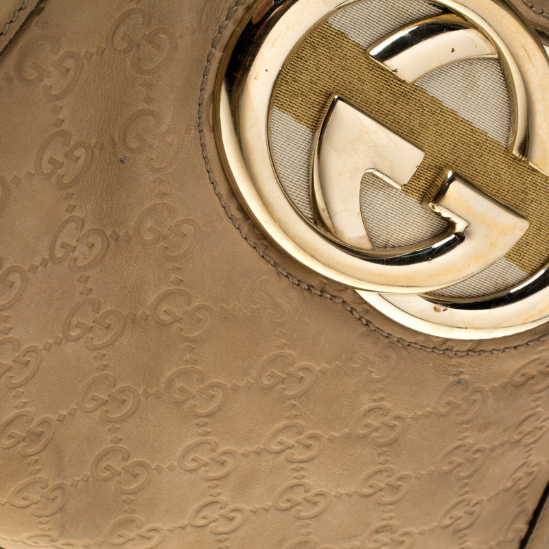 Gucci Beige Leather Medium GG Britt Tote