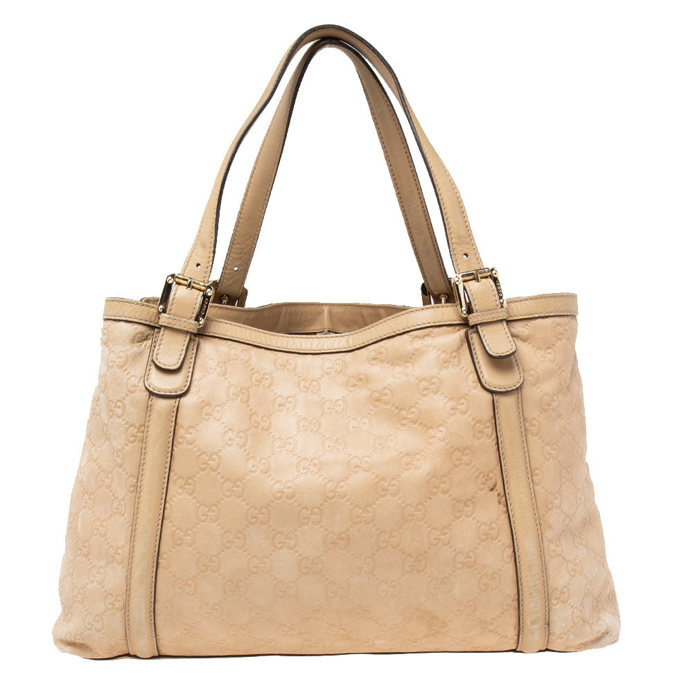 Gucci Beige Guccissima Leather Medium GG Britt Tote