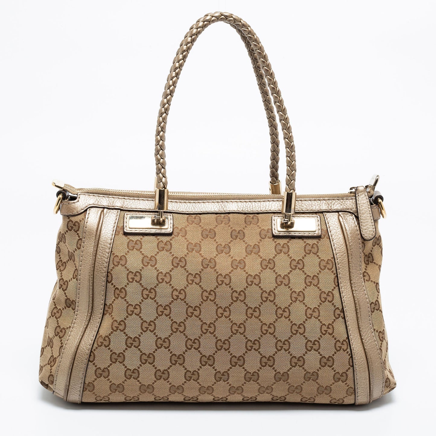 Gucci Beige/Gold GG Canvas and Leather Small Bella Tote