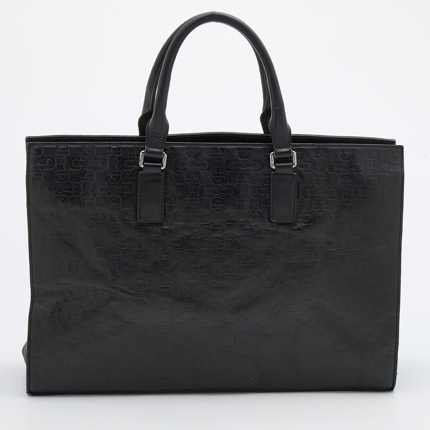 Gucci Black Horsebit Embossed Leather Large Tote