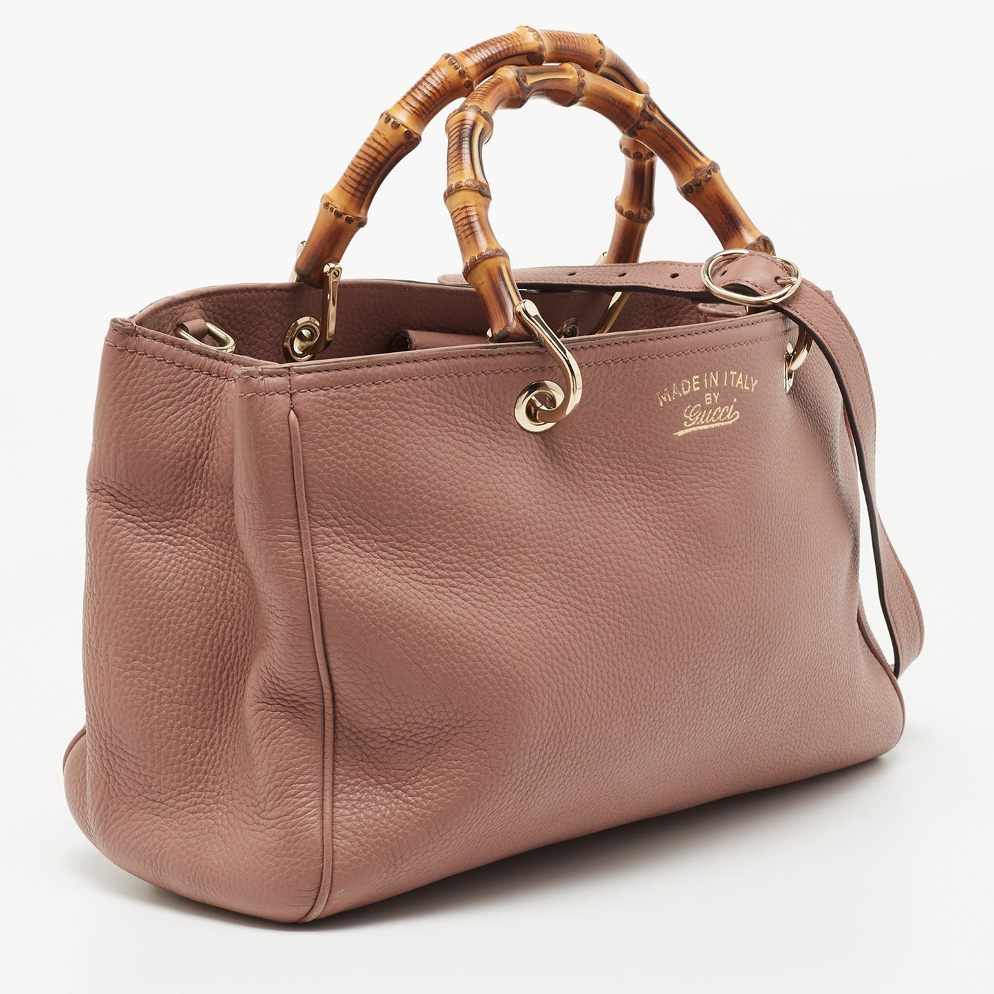 Gucci Dusty Pink Leather Medium Bamboo Shopper Tote