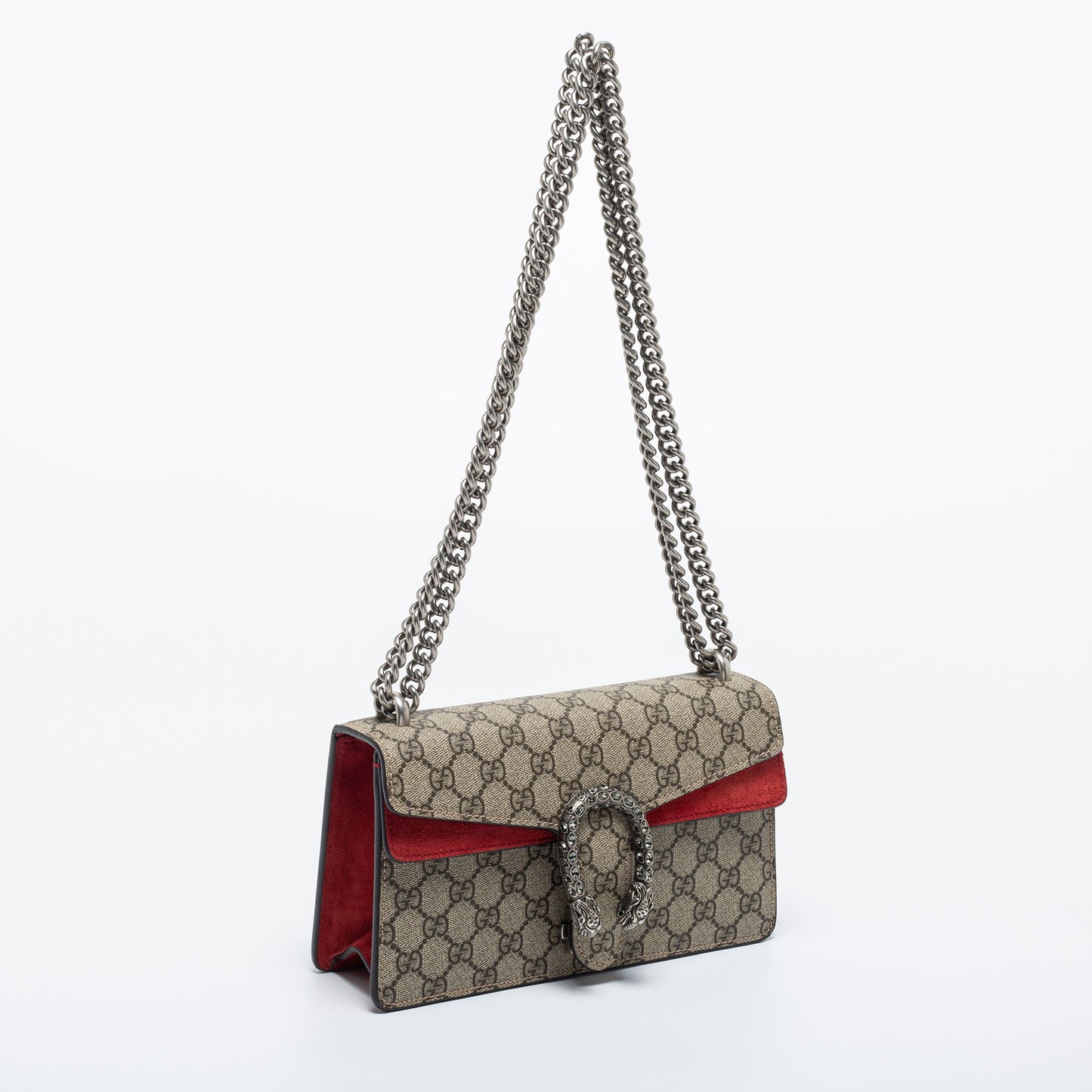 Gucci Beige GG Supreme Canvas and Suede Dionysus Shoulder Bag