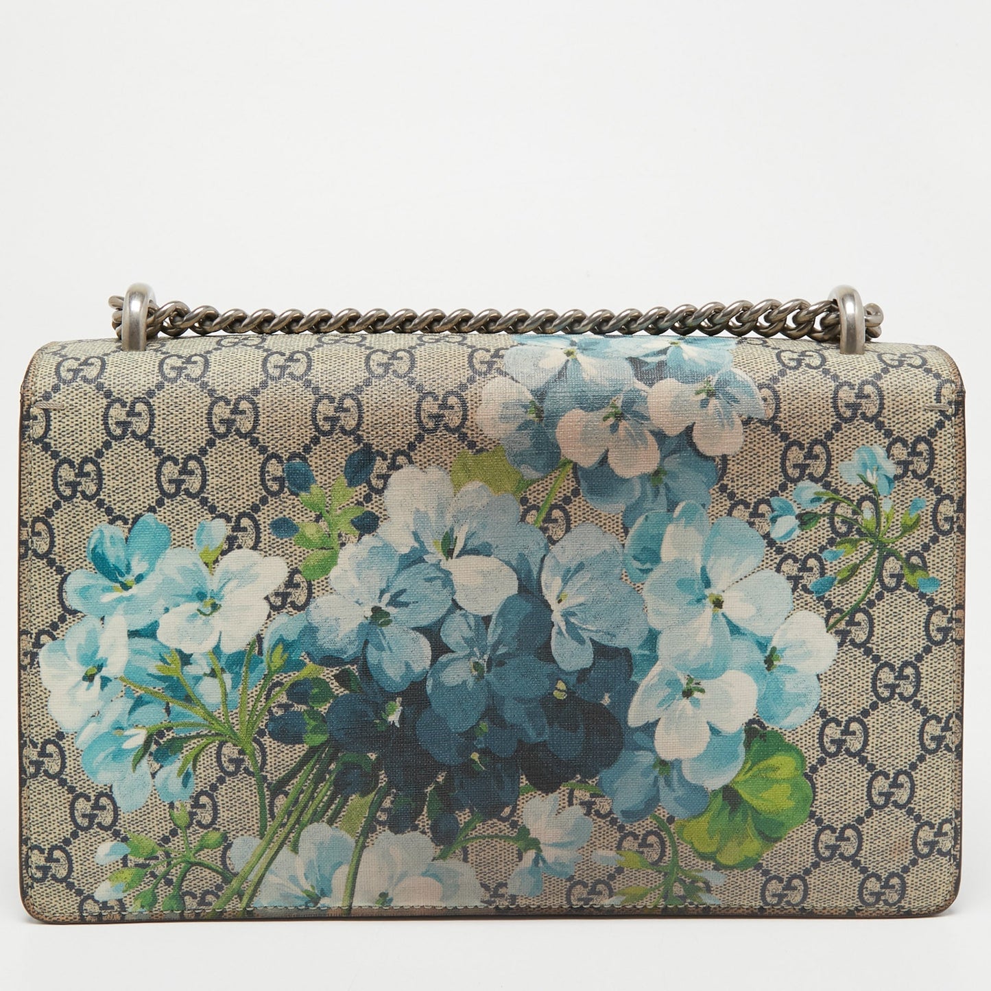 Gucci Blue/Beige GG Supreme Canvas and Suede Small Dionysus Blooms Shoulder Bag