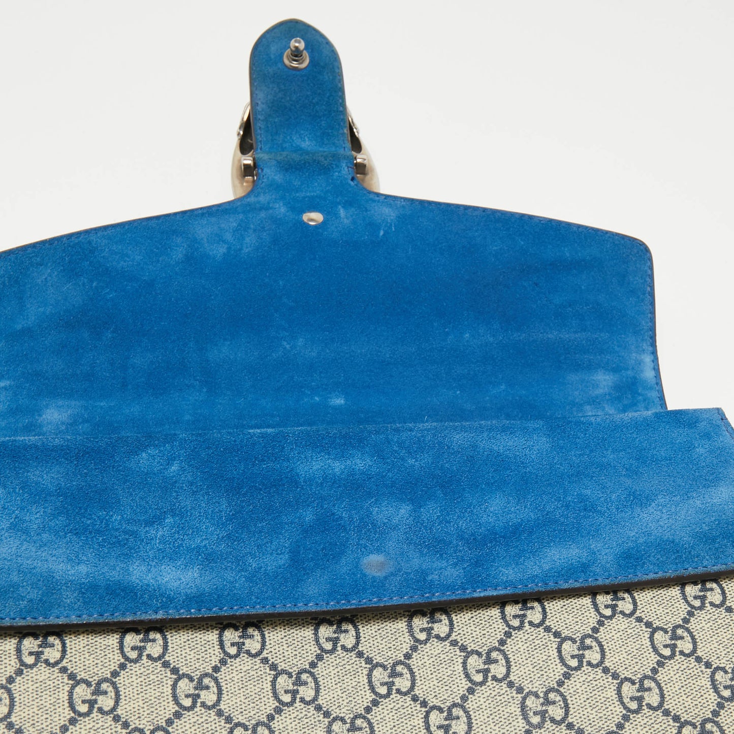 Gucci Blue/Beige GG Supreme Canvas and Suede Small Dionysus Blooms Shoulder Bag