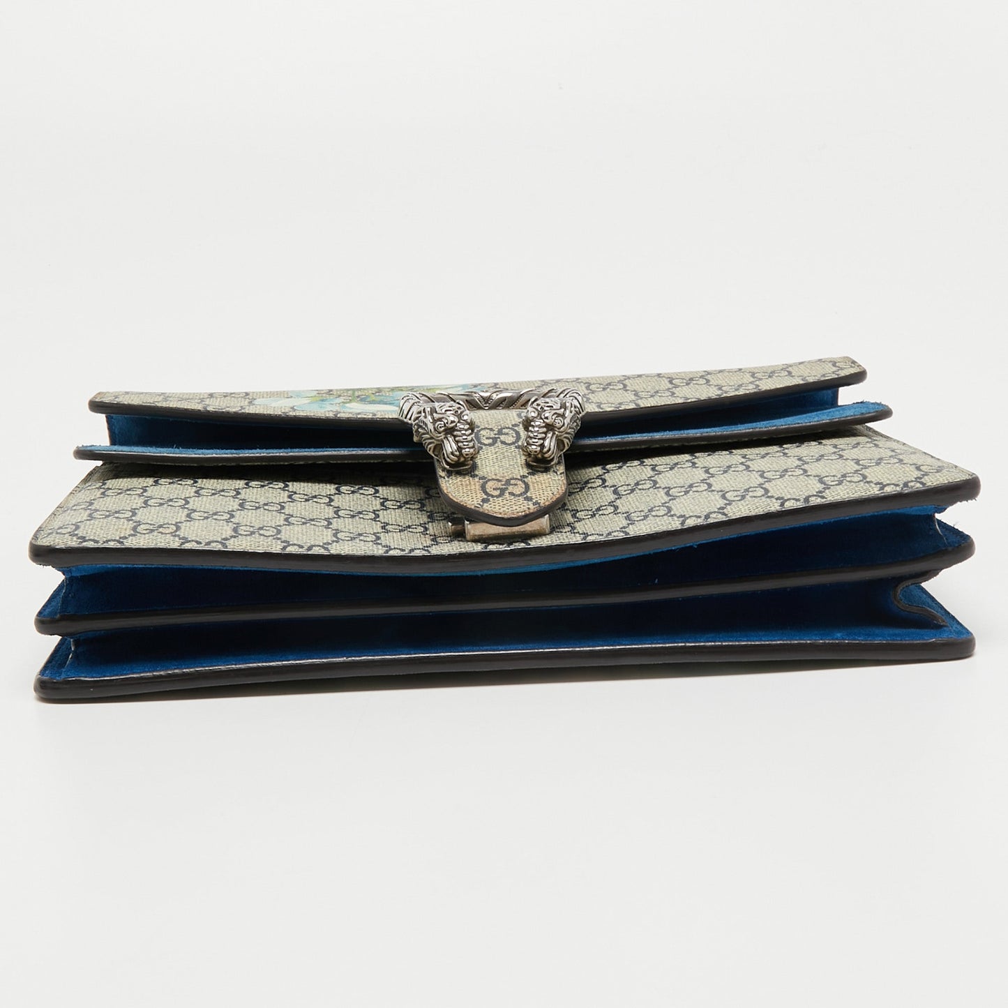 Gucci Blue/Beige GG Supreme Canvas and Suede Small Dionysus Blooms Shoulder Bag