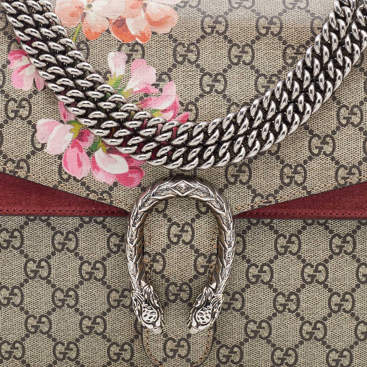 Gucci Multicolor GG Supreme Canvas and Suede Blooms Medium Dionysus Shoulder Bag