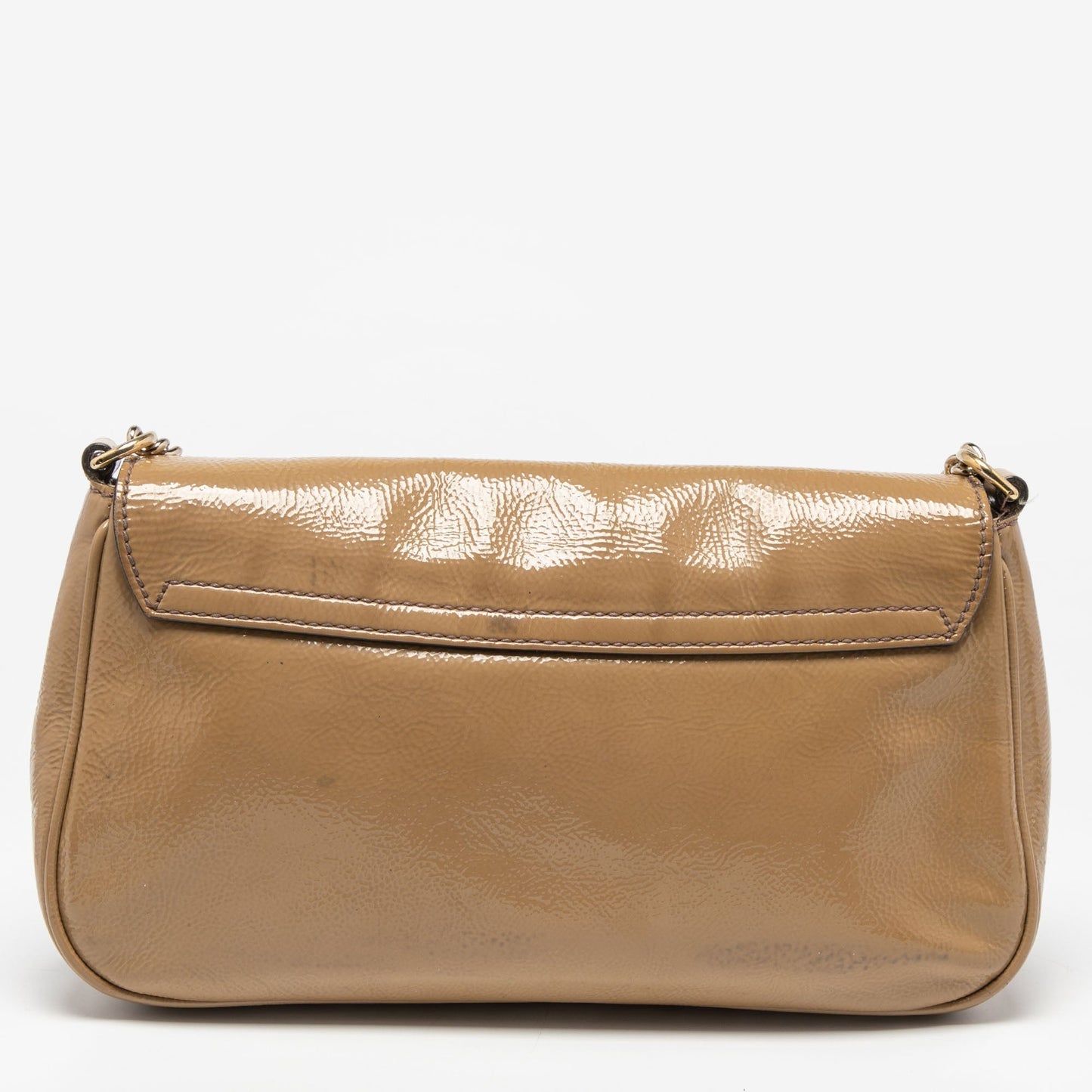 Gucci Beige Patent Leather Soho Flap Shoulder Bag