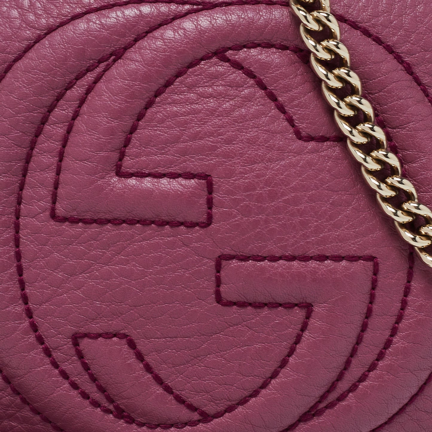 Gucci Pink Leather Mini Soho Disco Chain Crossbody Bag