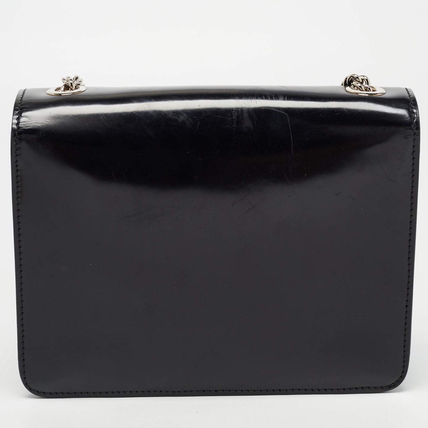 Gucci Black Patent Leather Small Interlocking G Shoulder Bag