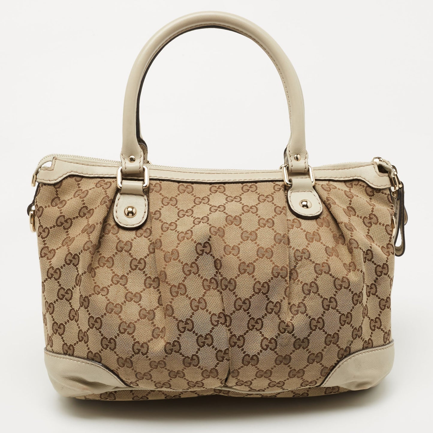 Gucci Beige/Cream GG Canvas and Leather Medium Sukey Tote