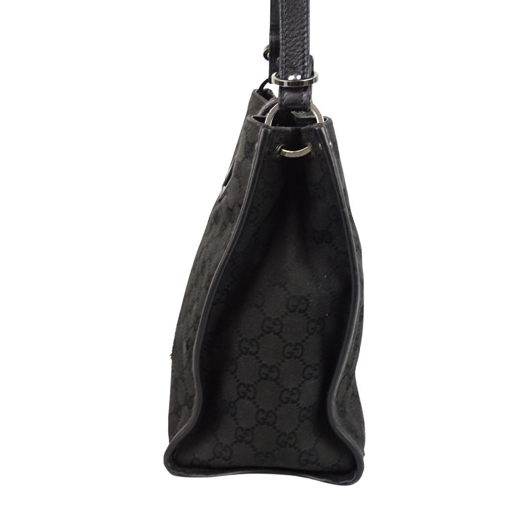 Gucci Vintage Black GG Short Strap Shoulder Bag