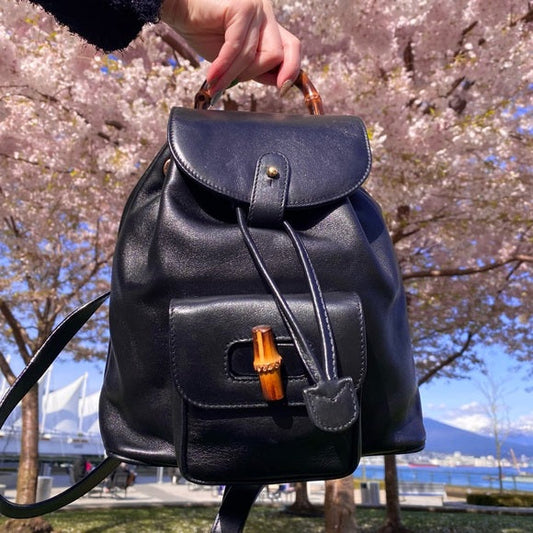 GUCCI mini bamboo leather backpack