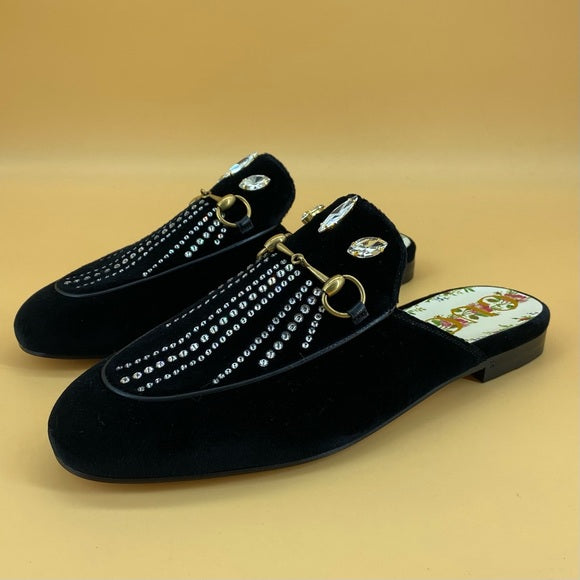 GUCCI velvet crystal loafer