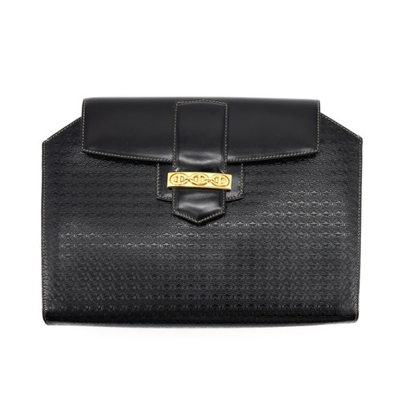 GUCCI vintage black leather clutch