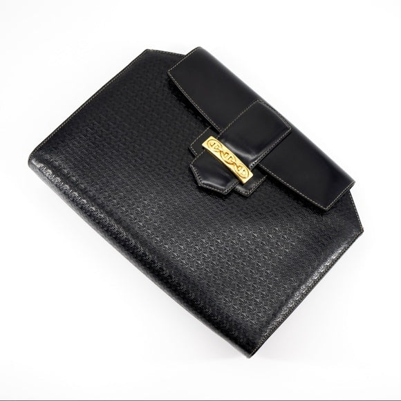 GUCCI vintage black leather clutch