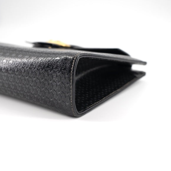 GUCCI vintage black leather clutch