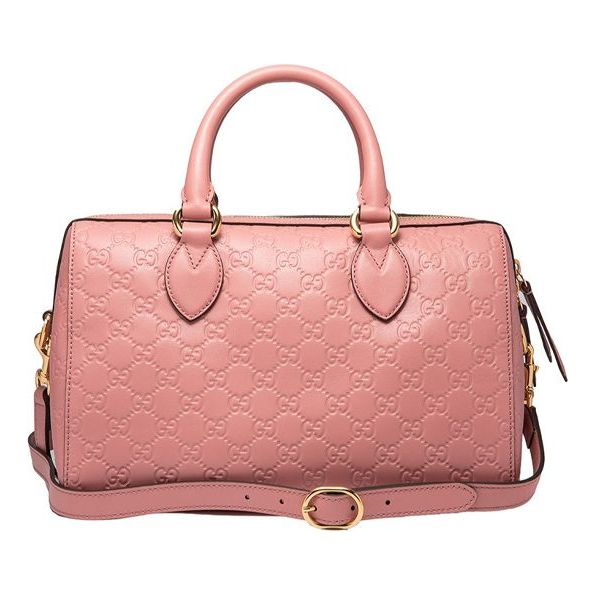 (WMNS) Gucci Logo Embossing Leather Boston handBag Pink Classic 453573-DMT1G-5812
