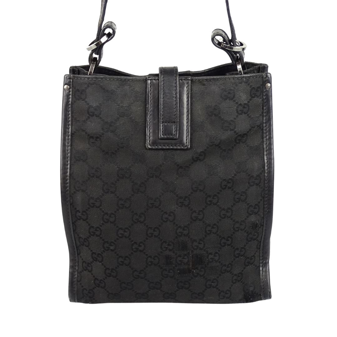 Gucci Vintage Black GG Short Strap Shoulder Bag