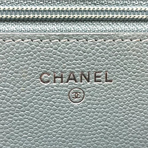 CHANEL Shoulder Bag Caviar skin blue Long Wallet Purse Bag Crossbody Vstitch COCO Mark CC