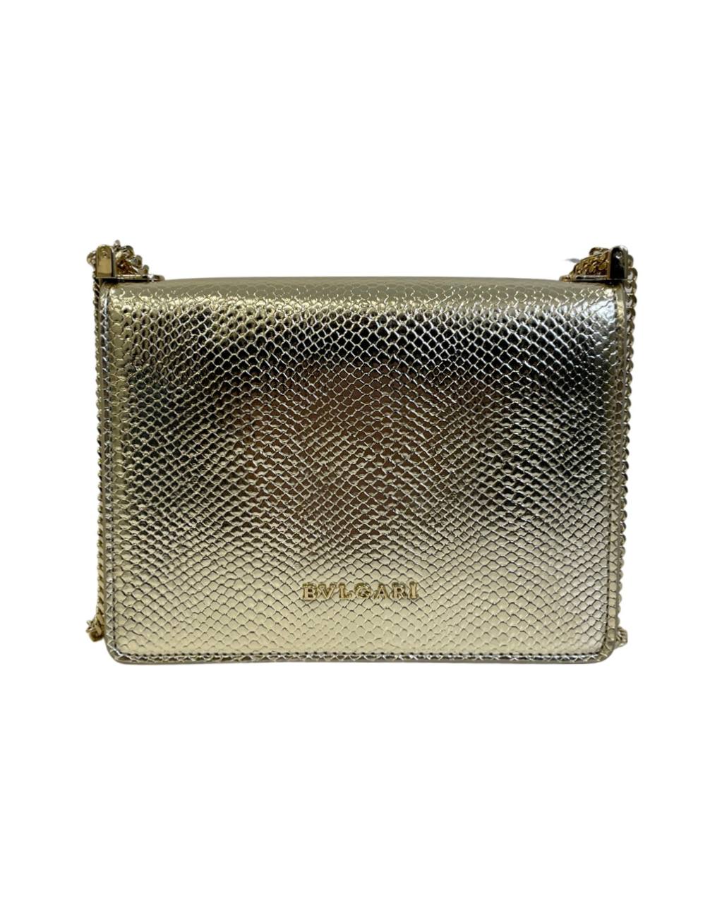 Bvlgari Womens Gold Serpenti Forever Leather Shoulder Bag