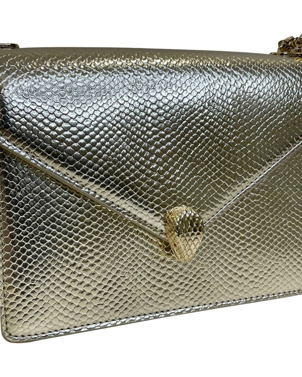 Bvlgari Womens Gold Serpenti Forever Leather Shoulder Bag