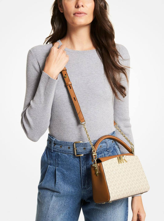 MICHAEL KORS Karlie Small Leather Crossbody Bag In Offwhite