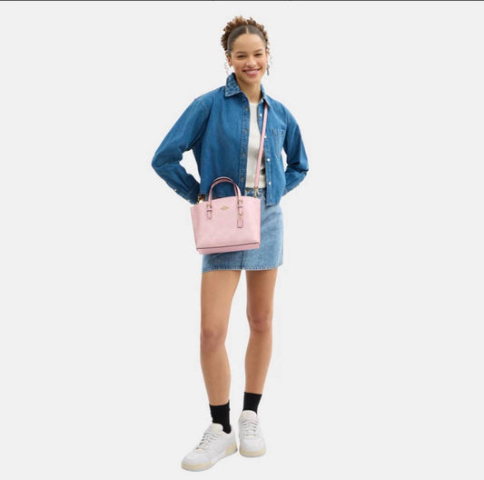 Coach Mollie Tote Bag 25 In Signature Canvas Baby Pink