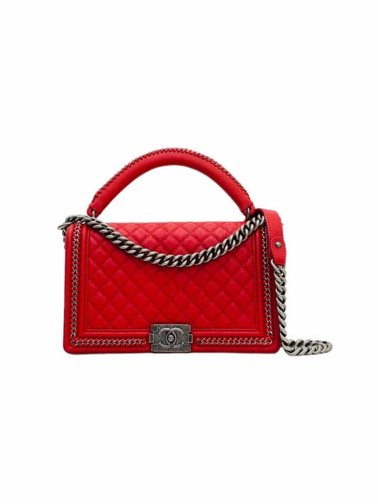 CHANEL Boy Flap Red Shoulder Bag