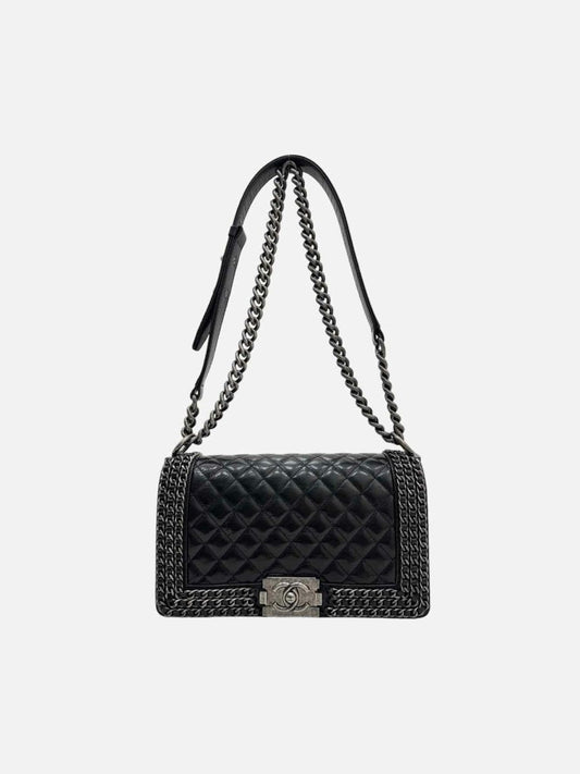 CHANEL Chain Boy Black Shoulder Bag