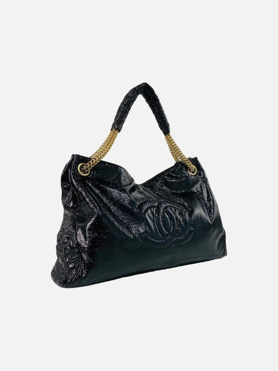 CHANEL Vinyl Rodeo Black Shoulder Bag