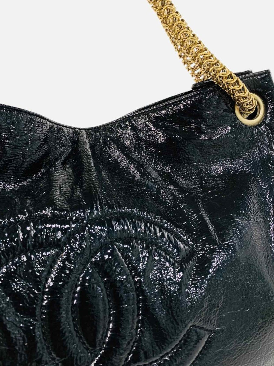 CHANEL Vinyl Rodeo Black Shoulder Bag