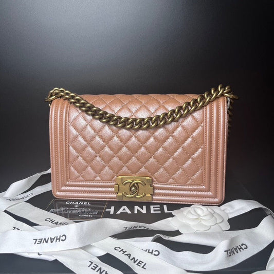 Chanel LeBoy Medium Pink Quilted Leather Chain Shoulder Bag