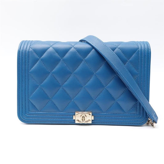 Chanel Blue Lambskin Quilted Shoulder Bag Medium