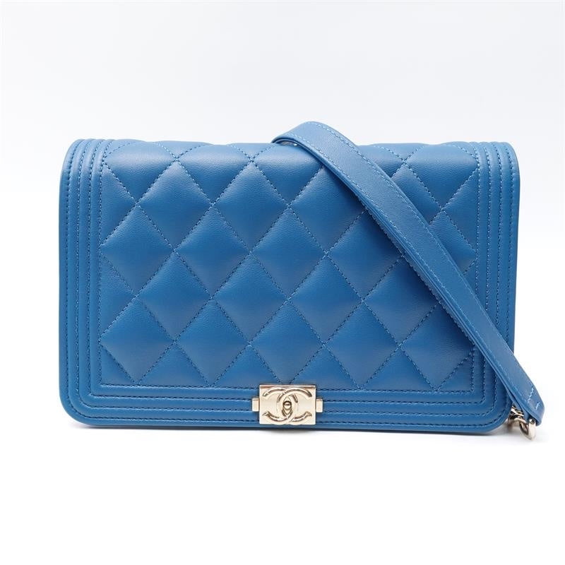 Chanel Blue Lambskin Quilted Shoulder Bag Medium