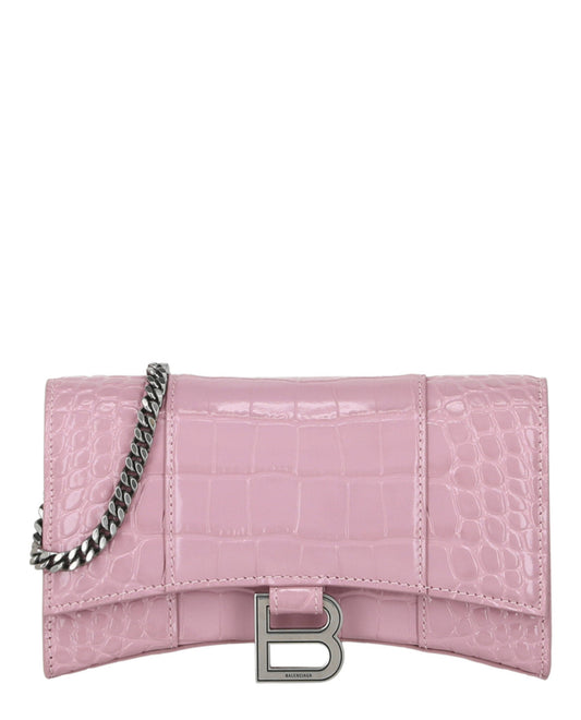 Balenciaga Croc Embossed Hourglass Wallet On Chain Womens 6560501-LR6Y-6904