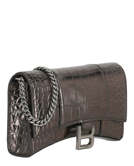 Balenciaga Croc Embossed Hourglass Wallet On Chain Womens 6560502-AAJ7-2564