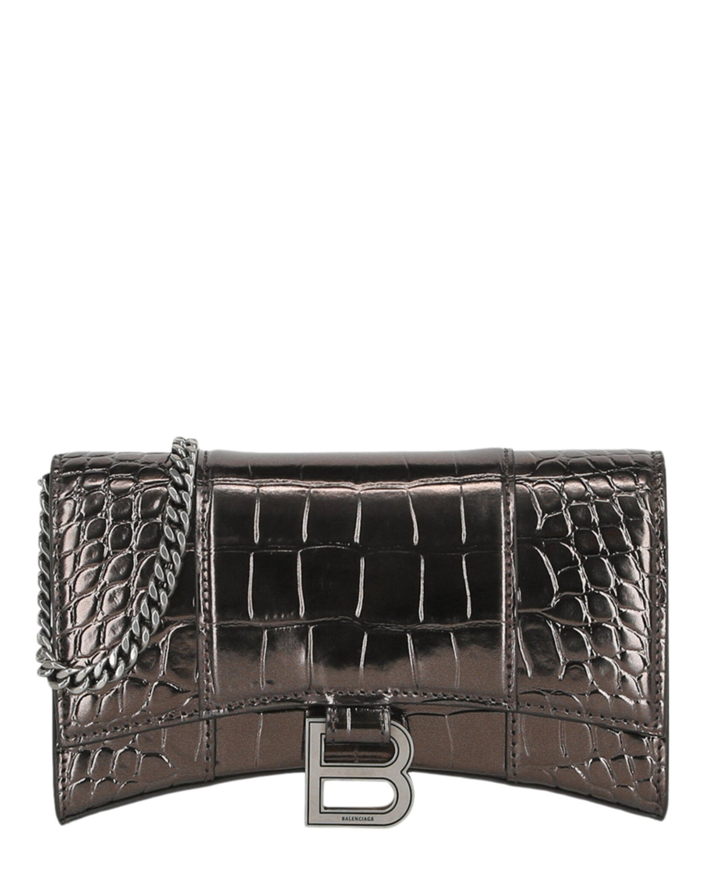 Balenciaga Croc Embossed Hourglass Wallet On Chain Womens 6560502-AAJ7-2564